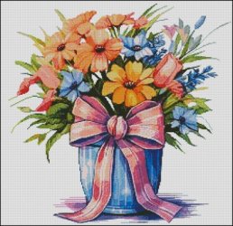 Flowers in Blue Vase